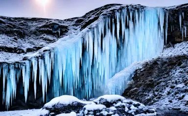A photo by Marc Renken of a frozen waterfall.