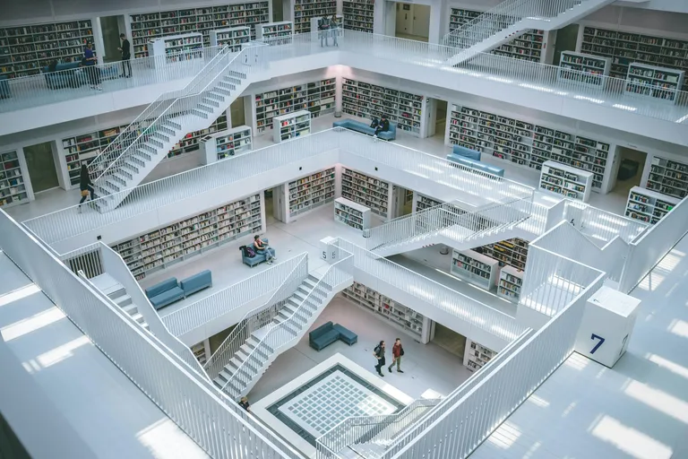 A photo by Gabriel Sollmann of the central atrium of the Library of Stuttgart